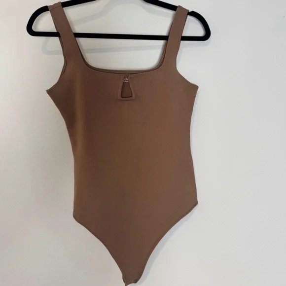 Abercrombie & Fitch LIGHT Brown Square Neck Bodysuit: Size XS - Picture 3 of 5